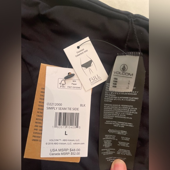 VOLCOM black bikini bottoms size L NWT - Picture 3 of 6